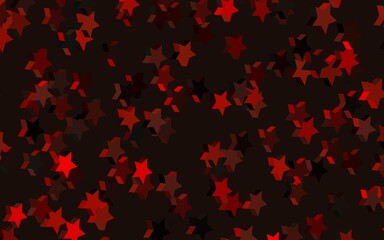 Dark Green, Red vector background with colored stars.