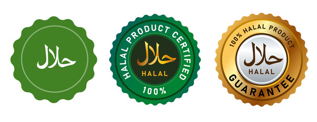 Halal food vector isolated simple to golden shiny sign symbol badge design premium set collection