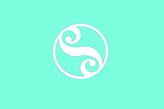 simple flat yin yang variation for symbol of harmony spiritual balance logo icon with blue background