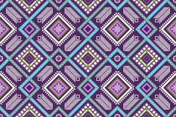 blue purple cross weave ethnic geometric oriental seamless traditional pattern. design for background, carpet, wallpaper backdrop, clothing, wrapping, batik, fabric. embroidery style. vector.
