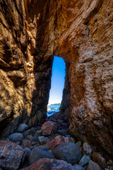 sea view through the cave