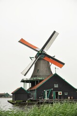 A beautiful windmill in the Dutch windmill village.