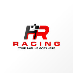 Letter or word HR sans serif font with Speed image graphic icon logo design abstract concept vector stock. Can be used as a symbol related to racing or initial