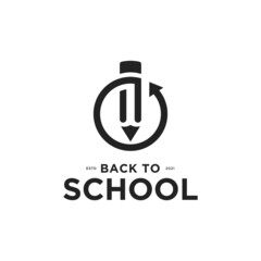 ack to school logo with pencil and back icon design template