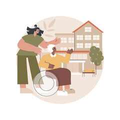 Nursing home abstract concept vector illustration. Nursing facility, residential home, physical therapy, care service for senior people, retiree long term stay, rest house abstract metaphor.