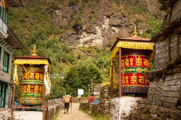 Prayer wheels on Everest Valley trek.