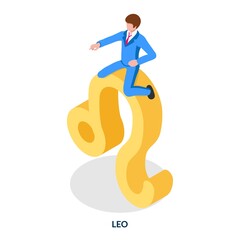 Leo - zodiac sign. Isometric illustration on white background