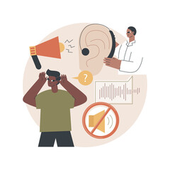 Deafness and hearing loss abstract concept vector illustration. Deafness symptoms, sudden hearing loss cause, congenital ear problem, otolaryngologist visit, assistance product abstract metaphor. - obrazy, fototapety, plakaty