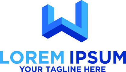 Initial W letter, NFT technology logo design