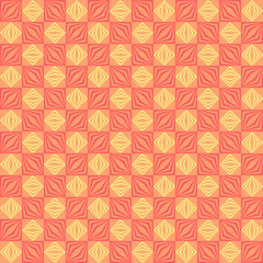 coral and yellow squares. orange repetitive background. abstract geometric shapes. vector seamless pattern. fabric swatch. wrapping paper. continuous print. design element for textile, decor, apparel