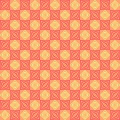 coral and yellow squares. orange repetitive background. abstract geometric shapes. vector seamless pattern. fabric swatch. wrapping paper. continuous print. design element for textile, decor, apparel