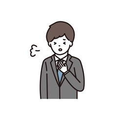 緊張して深呼吸をするビジネスマンのイラスト
