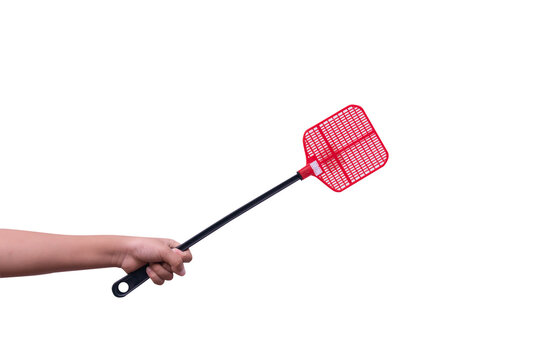 Hand-holding insect swatter, made of red plastic, household items