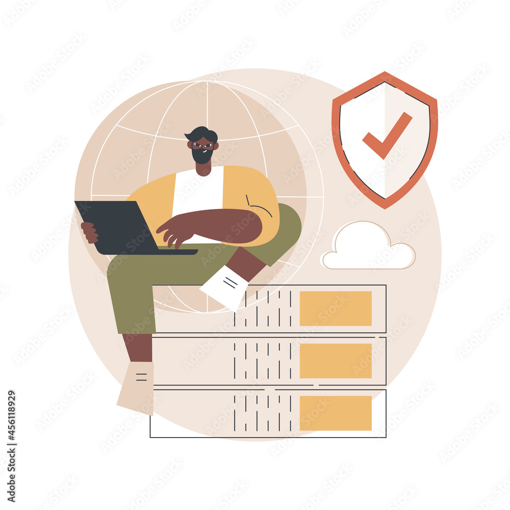 Poster proxy server abstract concept vector illustration. computer networking, unblock proxy server, user a