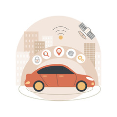 Autonomous car abstract concept vector illustration. Self-driving car, driverless robotic vehicle, sensor based technology, autonomous vehicle, self-operated, test-drive abstract metaphor.