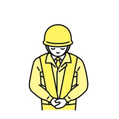 土木作業員さんのイラスト上半身 2色黄色