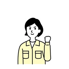 土木作業員さんのイラスト上半身 2色黄色