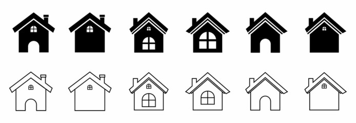 home icon set, home vector set, home symbol illustrations