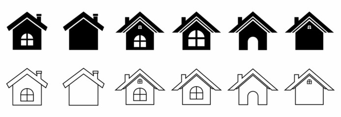 home icon set, home vector set, home symbol illustrations