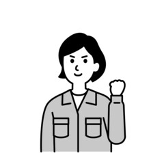 土木作業員さんのイラスト上半身　モノクロ