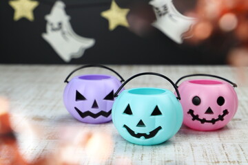 パステルカラーのジャックオーランタン　ハロウィン　イメージ