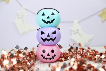 パステルカラーのジャックオーランタン　ハロウィン　イメージ