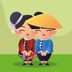 asian couple in grass