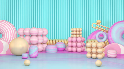 Room interior with Wall Background. 3D rendering ,3D illustration