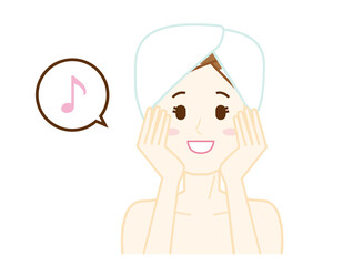 Vector illustration of a woman doing skin care.