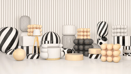Room interior with Wall Background. 3D rendering ,3D illustration	