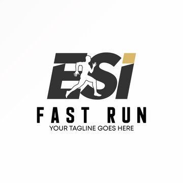 Letter or word ESI sans serif font with running man image graphic icon logo design abstract concept vector stock. Can be used as a symbol related to initial or sport.