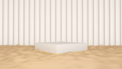 Background rendering with podium and wall scene abstract background. 3D illustration, 3D rendering	