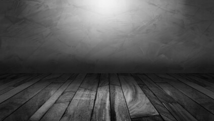 Wooden dark desk studio free space for your decoration product.