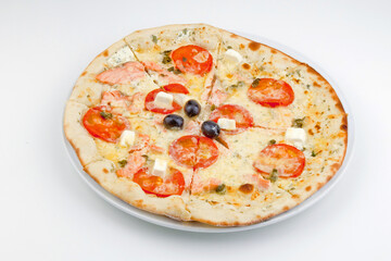 pizza on a white plate on a plate
