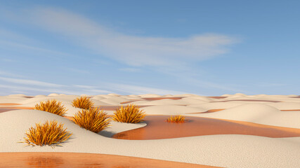 Desert with sky background. 3D illustration, 3D rendering	
