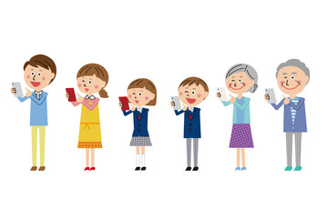ポップな3世代家族　スマホで撮影　縦ポートレート