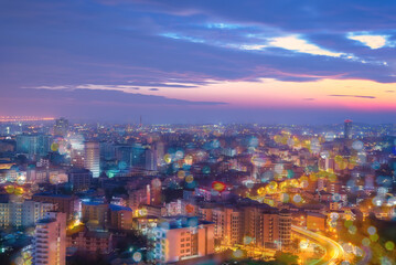 Cityscape of Bangkok city night view
