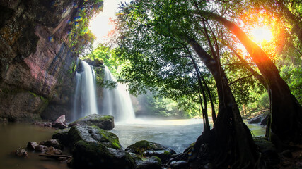 Cave in Heo Suwat Waterfall in Khao Yai National Park in Thailand