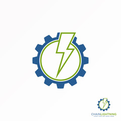 simple and line Electric or power inside gear image graphic icon logo design abstract concept vector stock. Can be used as a symbol related to engineering or electrical.