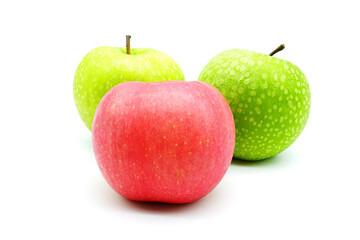 Flat lay of green Apple isolated on white background. Clipping path.