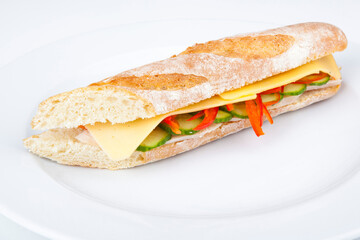 squid sandwich with vegetables and cheese
