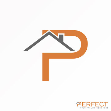 Letter P sans serif font with Roof or house image graphic icon logo design abstract concept vector stock. Can be used as a symbol related to the home or initial
