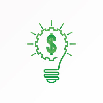 Lamp or lighting with Dollar image graphic icon logo design abstract concept vector stock. Can be used as a symbol related to money management or smart
