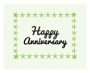 Happy anniversary card or text illustration. Celebration or marriage concept. Decorations on colorful background.