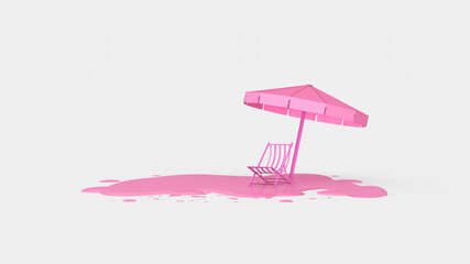 Summer with water play equipment placed on the beach. summer time. 3D illustration, 3D rendering	