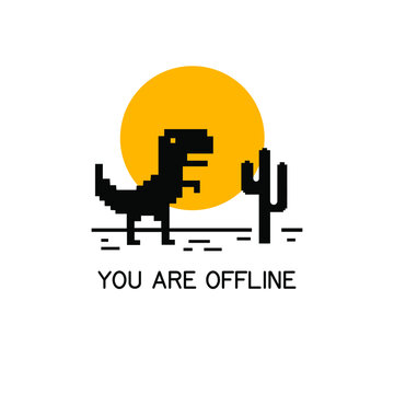 Pixel dinosaur error icon game browser offline Vector Image