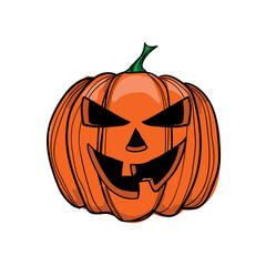 hand drawn Jack-o-lantern on white background