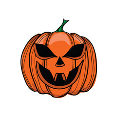 hand drawn Jack-o-lantern on white background