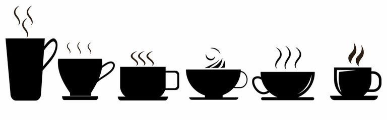Coffee cup icons set. Vector

