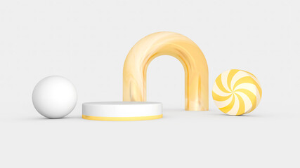 Obraz premium Background rendering with podium and wall scene abstract background. 3D illustration, 3D rendering 